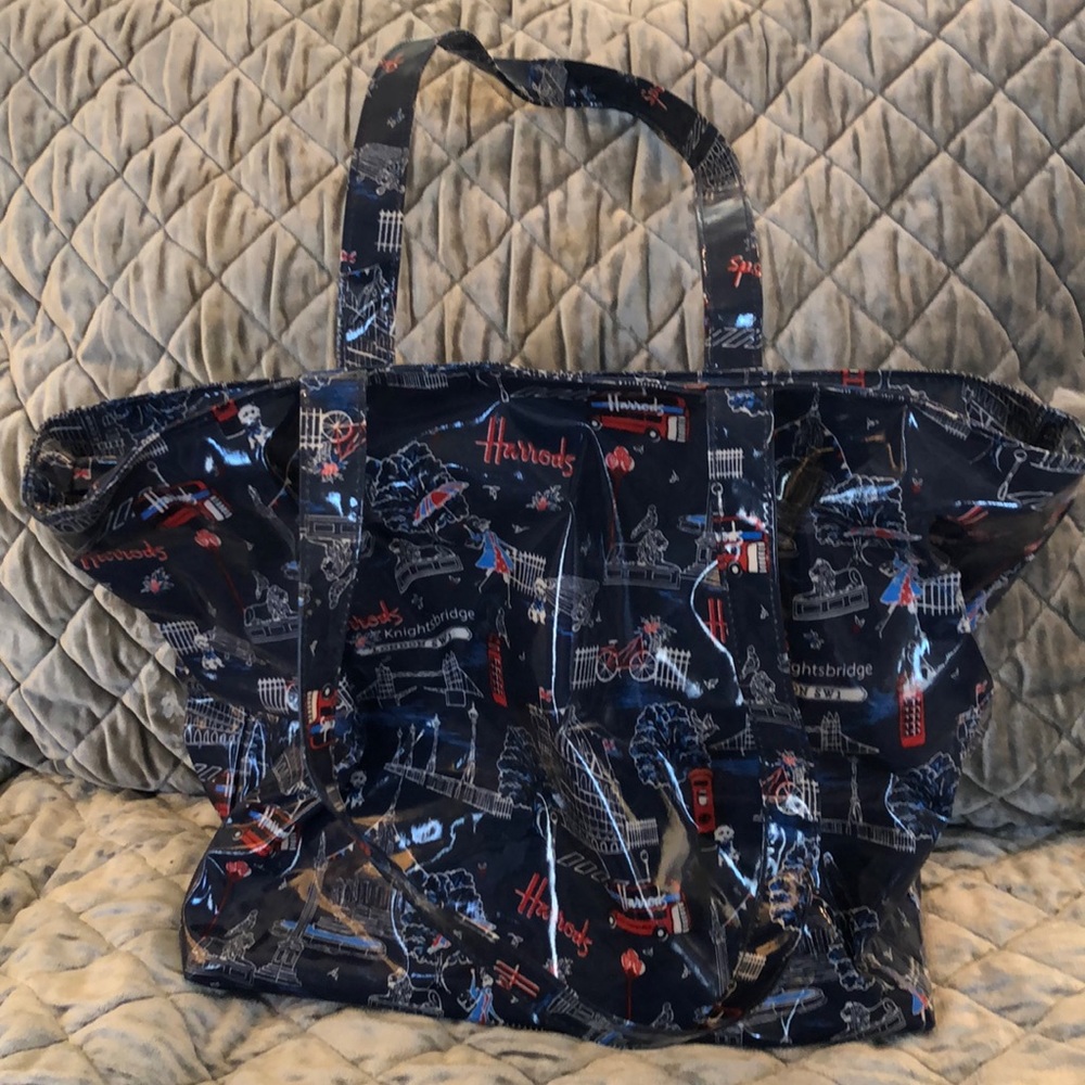 Harrods of London adorable oil cloth tote bag from London! New without tags!